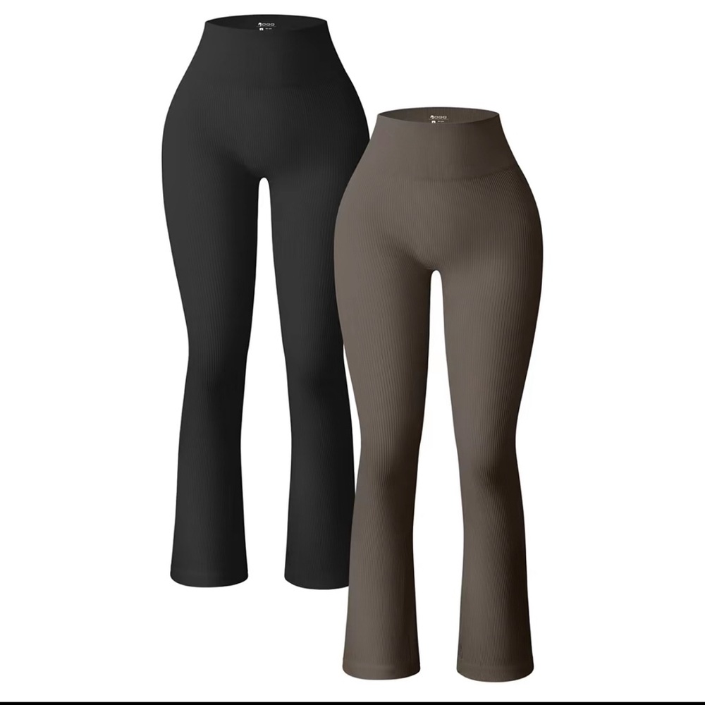 OQQ BRAND NEW: ribbed seamless workout high waist bell bottoms tights